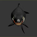Realistic 3D Rendered Shark With Dark Gray Body Yellow Eyes And Sharp Open Mouth