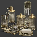 Elegant Modern Dining Table With Crystal Gold Containers Tray And Perfume Decor