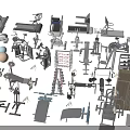 Diverse Fitness Equipment Collection Featuring Treadmills Dumbbells Benches and Gym Machines