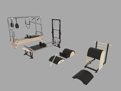 Professional Pilates Sports Equipment Including Reformer Cadillac Wunda Chair Rollers And Mats 3d model
