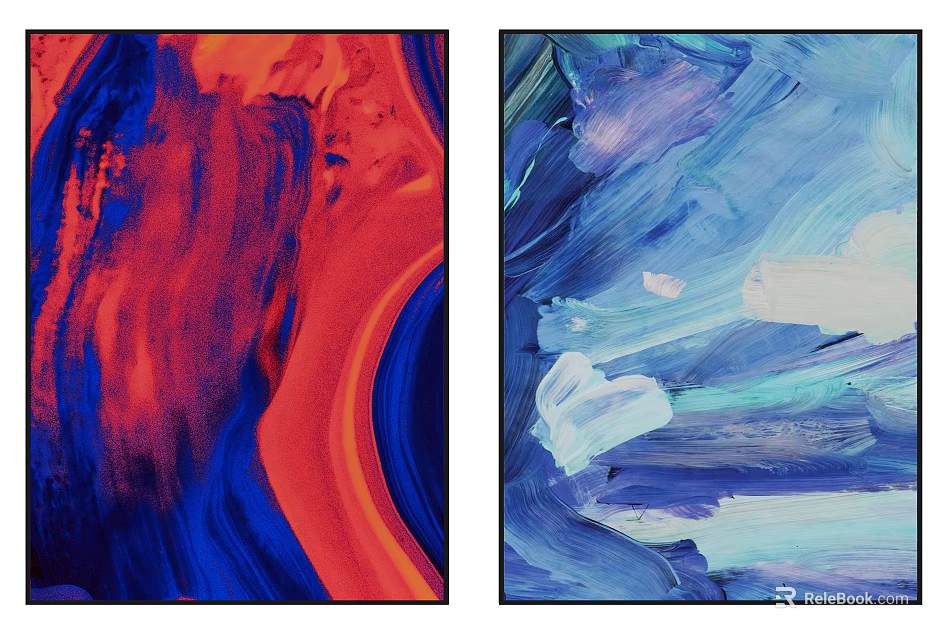 Abstract Paintings With Vibrant Red Blue And White Brushstrokes For Wall Art 3d model 