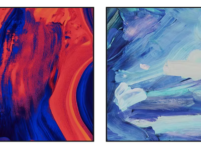 Abstract Paintings With Vibrant Red Blue And White Brushstrokes For Wall Art 3d model