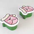 Cute Cartoon Themed Pink Sofa Stools With Green Base And Adorable Expressions