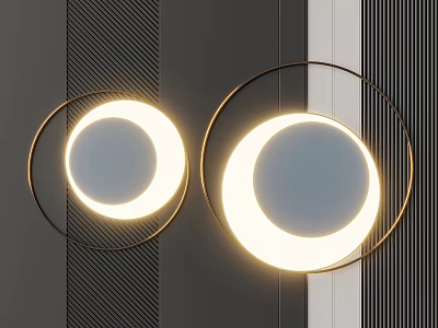 Modern Circular Illuminated Wall Decor With Metal Frame And Geometric Design 3d model