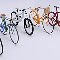 Colorful Bicycles In Various Styles With Basket And Modern Frames For Riders