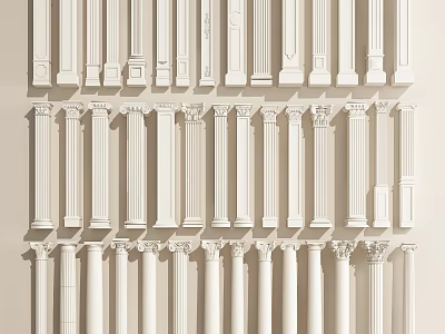 Various Classical Roman Columns With Different Architectural Designs And Decorative Details 3d model