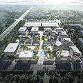 Modern Industrial Factory Complex Design With Multiple Buildings Greenery And Road Networks