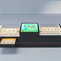 Modern Black Display Showcase With Glass Compartments Digital Screen And Drawers 3d model