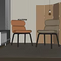 Stylish Leisure Chairs in Orange and Beige with Double Layered Backrest and Black Slim Legs