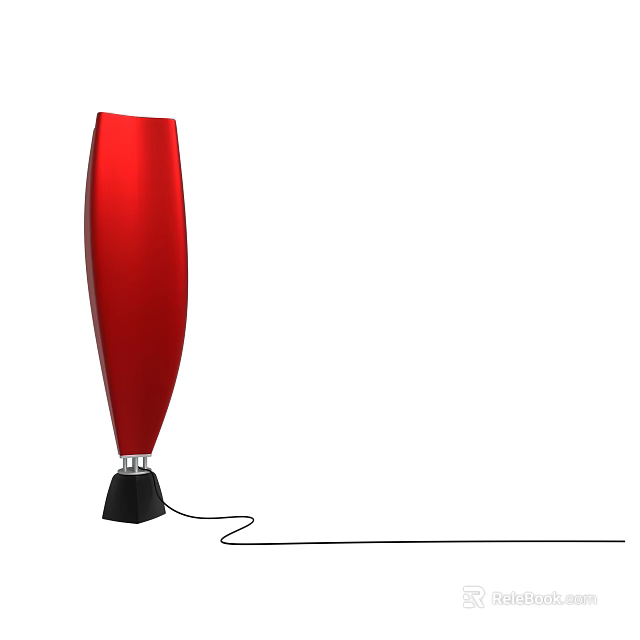 Red Modern Floor Lamp With Sleek Design Black Base And Power Cord 3d model 