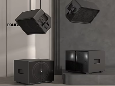 POLIPO Contemporary Black Audio Speakers With Hanging And Tabletop Design Elements 3d model