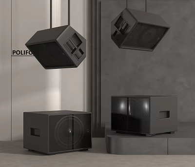 POLIPO Contemporary Black Audio Speakers With Hanging And Tabletop Design Elements 3d model