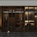 Modern Wooden Wardrobe With Glass Doors Built in Lighting And Storage Shelves