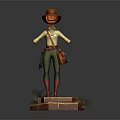 Adventure Style Attire With Brown Hat White Shirt Green Pants Brown Bag And Red Boots
