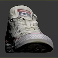 White Converse All Star Classic Low Top Canvas Shoes With Red Accents