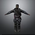 3D Combat Character Model With Tactical Gear Goggles And Outstretched Arms