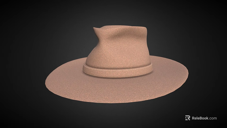 Stylish Brown Wide Brim Hat With Classic Band And Elegant Design 3d model 