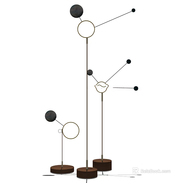 Modern Minimalist Floor Lamp With Circular Geometric Design For Home Decor 3d model 