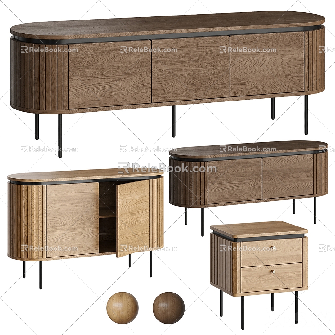 Modern TV Cabinet Side Cabinet Sideboard Bedside Cabinet 3d model