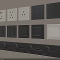 Wall Mounted Black And White Switch Panels With Various Modern Designs 3d model