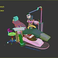 Modern Dental Clinic Chair with Adjustable Light Instrument Tray and Assistant Stool