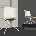 Modern Designer Office Chairs With White Frame Green Yellow Cushions Metal Base