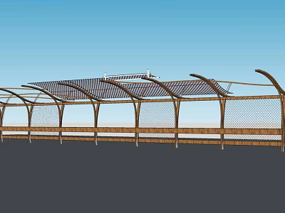 Wooden Pergola With Arch Design And Open Air Shade Structure In Outdoor Garden 3d model