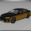 Black And Yellow Modern Sedan With Shiny Body And Black Wheels Design