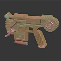 Copper Sci-Fi Pistol 3D Rendered With Mechanical Structure And Gear Details 3d model