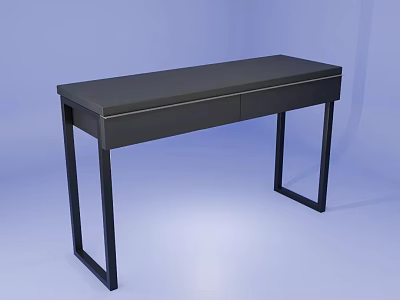 Modern Black Desk With Drawer And Sleek Metal Legs Design 3d model