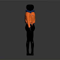 Orange Casual Sports Jacket With Focus Logo And Blue Trim Design