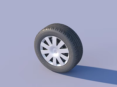 Durable High Quality Car Tire With Silver Alloy Wheel Rim And Deep Tread Pattern Design 3d model