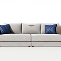 Modern Sofa Set With Three Seater Sofa Armchairs And Decorative Blue Brown Pillows