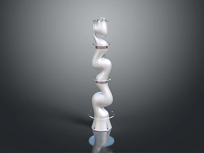 White Decorative Spiral Structure With Reflective Base On Dark Background 3d model