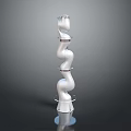 White Decorative Spiral Structure With Reflective Base On Dark Background