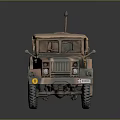 Vintage Military Truck Featuring Camouflage Paint Multiple Wheels And Roof Equipment