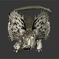 Mythical Fantasy Creature 3D Model With Large Wings Spiked Fur And Long Tail