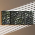 Modern Green Leaf Pattern Wall Art Set With Sunlight Shadow On Light-Colored Wall 3d model