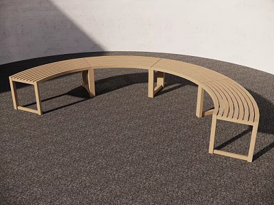 Wooden Curved Landscape Seat With Modern Design For Outdoor Garden Space 3d model