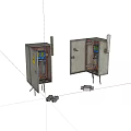 Metal Industrial Electrical Enclosures With Open Door Internal Components And Mounting Accessories