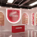 Anita Shoes Store Interior With Curved Showcases Red Counter Benches And Shoe Displays