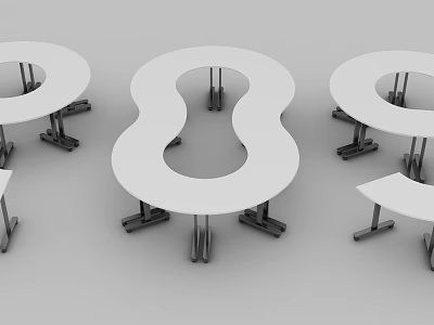 Table and Chair Combination Student Table and Chair Meeting Table and Chair Office Table and Chair Folding Chair Training Table and Chair White Fashion Table 3d model