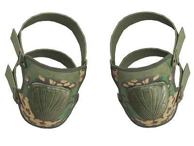 Durable Camouflage Knee Pads With Hard Protective Shell And Adjustable Straps 3d model