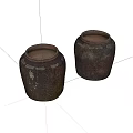 Old pottery jars and crockery old objects 3d model