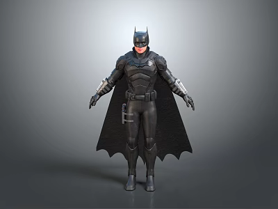 Batman Game Movie Character In Black Suit With Bat Cape Helmet And Armor 3d model