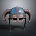 Viking Helmet with Horns Blue Bronze Decorative Historical Warrior Gear