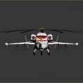 White Helicopter Model With Black Rotors And Red Yellow Accents Detailed Design