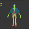 3D Male Character Wearing Red Bomber Jacket Gray Pants And Black Shoes With White Badge