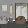 Modern Casual Sofa Combination Single Casual Sofa Side Screen Chandelier Combination 3d model