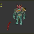 Muscular Horned Warrior Game and Movie Character with Axe Weapon 3D Model Figure